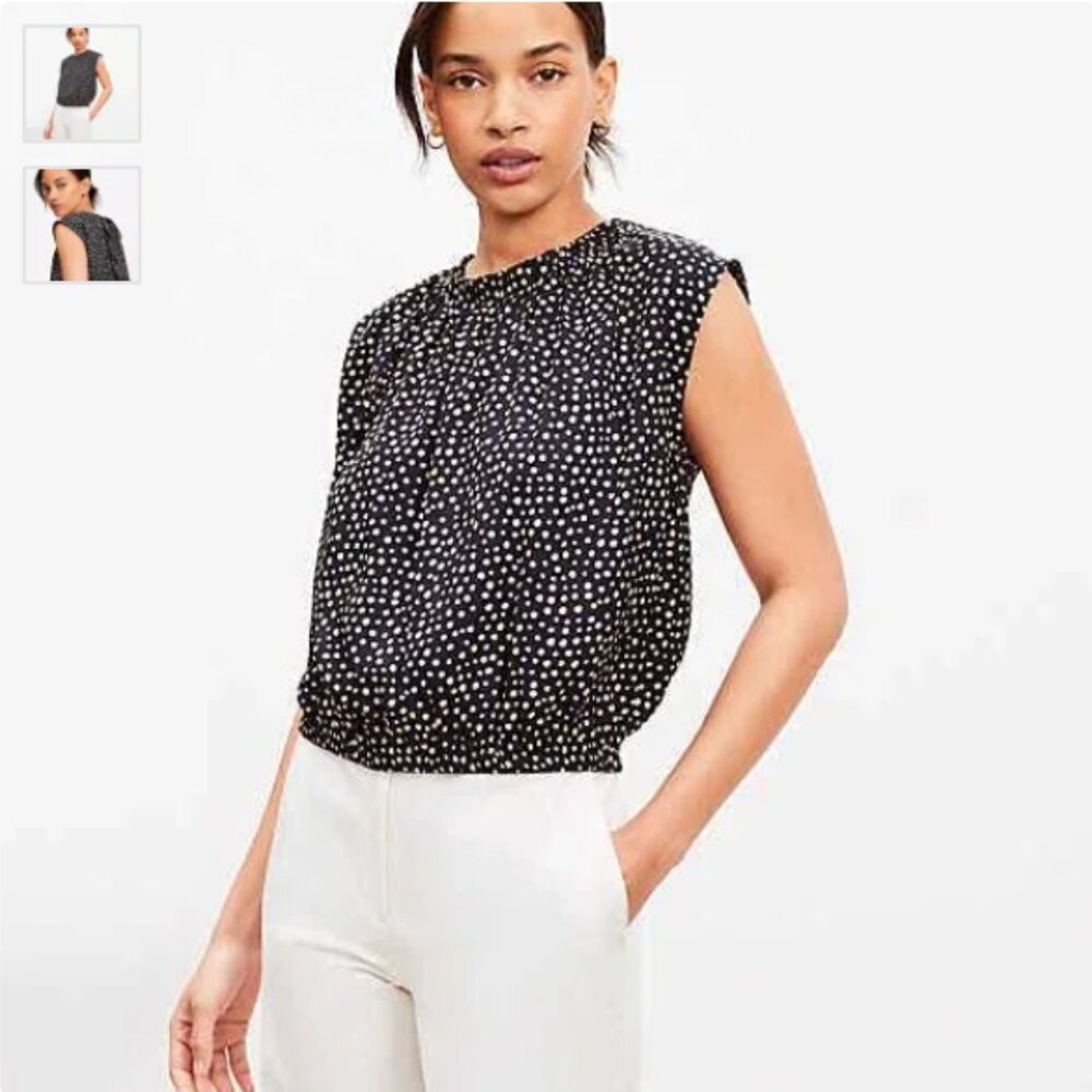 Loft Cheetah Print Tie Back Bubble Hem Top
